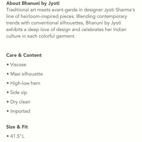 Anthropologie Bhanuni by Jyoti Christia High-Low Boho Maxi Skirt - Picture 8 of 8